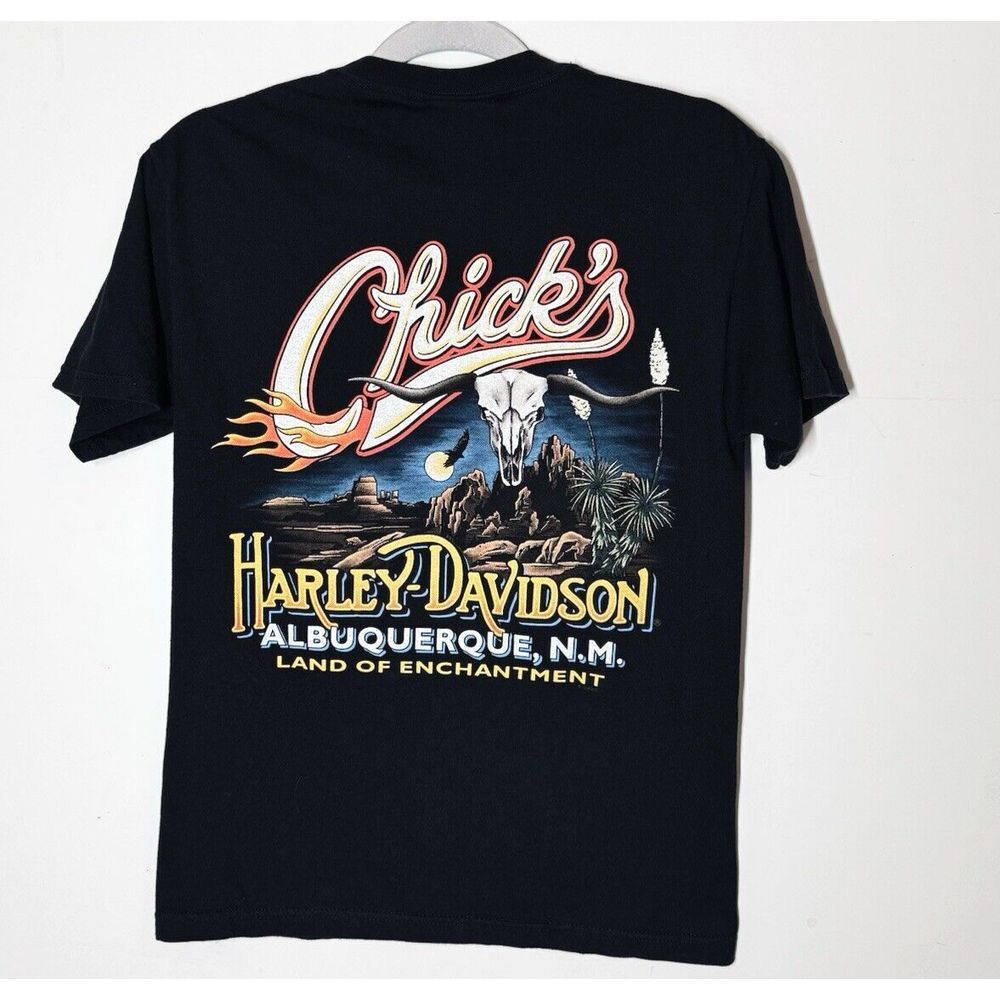 Vintage Harley Davidson Chicks Shirt Mens‎ S Black 90s USA Albuquerque EXCELLENT